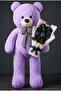 90cm Purple Large Plush Teddy Bear with Black Artificial Rose Bouquet, Special Birthday Apology and Celebration Gift for Different Style Lovers - 6