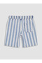Lcw Kids Blue Striped Boys' Jean Shorts with Elastic Waist - 4