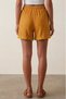 Yellow Women's 100% Cotton Muslin Fabric Shorts with Elastic Waist, Double Pockets, Comfortable Cut, Summer Shorts - 4
