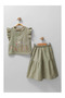 Girl's Floral Embroidered Ruffle Sleeve Cotton Linen Flared 2-Piece Set (Ages 2-5) - 3