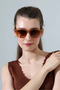 Women's Gold Detail Leopard Pattern Frame Brown Glass Sunglasses - 5