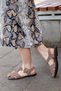 Asy-1459 Genuine Leather Cross-Strapped Ankle Buckle Flat Heeled Women's Sandals Mink - 6