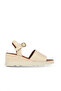 Cream Leather Women's Wedge Heeled Sandals