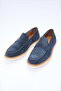 Navy Blue Laceless Suede 100% Leather Shoes 1033260166 - 4