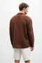 Men's Tan Breathable Half Oversize Muslin Fabric Long Sleeve Collared Shirt 60001001 - 5