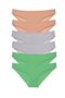 6 Pieces Super Eco Set Lycra Women's Slip Panties Skin Gray Green