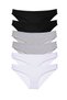6 Pieces Super Eco Set Lycra Women's Slip Panties Black Gray White