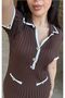 Women's Stylish Buttoned Double Color Detailed Dress - 3