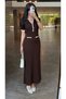 Women's Stylish Buttoned Double Color Detailed Dress - 4