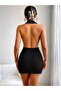 Women's halter neck pleated backless mini scuba dress - 3