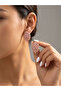 Powder Enamel Leaf Figured Gold Color Steel Nail Earrings - 2