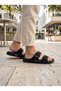 Men's Double Buckle Ultra Light Daily Slippers Non-Slip Sole Summer Black Slippers