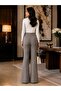Spanish Style Pocketed Lycra Knitted Trousers Original Pattern Domestic Production - 2