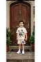 New Season Printed 100% Cotton Space Jam Printed Cream Sports Shorts Set