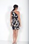 Women's One-Shoulder Knotted Front Tie Mixed Pattern Short Dress - 4