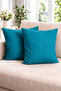 Double-Sided Duck Linen, Petrol Blue Throw Pillow Cover 2 Pieces - 2