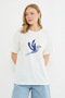 Stoned Bird Printed Crew Neck Casual T-Shirt - 7