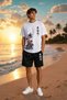 100% Cotton Oversize Men's T-Shirt Shorts Set Streetwear Summer Casual Fit - 5