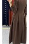 Women's Brown Hijab Stylish Elegant Dabıl Crepe Fabric Asel Model Dress - 5
