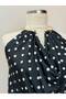 Polka Dot Backless Draped Blouse Halter Neckline Sandy Fabric - 3
