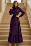Belted Polka Dot Hijab Dress B2589 Purple