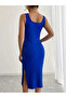 Women's Strappy Square Neck Side Slit Midi Camisole Dress - 2