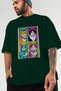 For the Sake of Cat 119 Front Cat Printed Green Oversize T-Shirt 100% Cotton Unisex Cat Lover Premium Design - 3