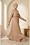 Half-Buttoned Elastic Waist Striped Dress 0320-01 Milk Coffee - 2