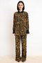 Women's Leopard Patterned Jacquard Woven Shirt Trousers Set Long Sleeve Standard Cut Comfortable Casual Modern - 4