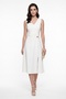 Women's White V-Neck Slit Midi Flared Event Dress - 2