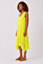 Women's Lime Yellow V-Neck Asymmetrical Cut Viscose Comfortable Fit Dress - 5