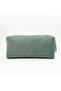 Mint Green Floral Embroidered Velvet Makeup Bag & Organizer 19X7.5X7 cm - 3