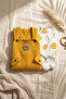 Teddy Sage Baby Boy Gofre Salopet and Teddy Bear Bodysuit 2-Piece Set with Socks as a Gift - Cotton Yellow Bahçı - 5