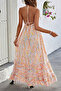 New Season Women's Rope Strap V-Neck Open Back Halter Neck Long Patterned Single Jersey Summer Dress - 6