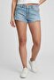 Women Washed Denim Shorts, Light Blue
