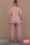 Large Size Women's Viscose Pajama Set Rose Dried Flower Leaf Pattern V-Neck Summer Comfortable Fit Home Wear 11067 - 2