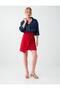 Red Mini Skirt with Metal Accessory Detail