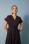 Pleated and Laced Dress Brown - 3