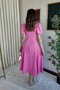 Women's Watermelon Sleeve Midi Length Dress - 4