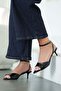 Gemma Women's Ankle Strap Wrinkled Patent Leather Heeled Shoes Black - 2