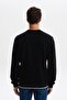 Ar-Ma Men's Crew Neck Sweatshirt Basic Without Print Without Pockets Regular Fit Carbon Brushed Thessaloniki K30124 - 5