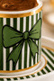 2-Piece Ribbon Patterned Porcelain Turkish Coffee Cup Set with Bow Detail - Green - 3