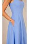 Women's 100% Cotton Square Neck Strap Midi Length Lined Slim Fit Summer Dress 26081 - 3