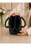 Stylish Women's Hand and Shoulder Bag with Striped Gold Detail, Lined Interior, 2 Compartments and Adjustable Strap - 5