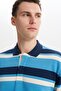 Ar-Ma Men's Polo Collar Sweatshirt, Unprinted, Striped, Buttoned, Without Pockets, Large Size, Ringel Ottoman K30554801 - 2