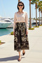 Women's Maxi Skirt Floral Patterned Waist Pleated 100% Cotton Poplin Woven Long Length Comfortable Cut Casual Stylish - 3