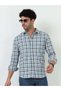 Blue & Gray Check Slub Linen Casual Full Sleeve Shirt