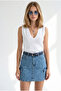 Women's Blue 4-Pocket Mini Denim Skirt Etk-19000441 - 2
