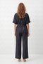 Black Zippered Pocketed Waist Drawstring Shirt and Trousers Set 0355 - 3