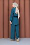 Windbreaker and Waist-Tied Trousers Set in Petrol Blue - 3